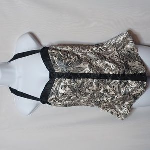 GUESS Black and White Halter Top With Button Front. Size M